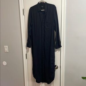 100% LINEN Quince Elegant Black Shirt Dress